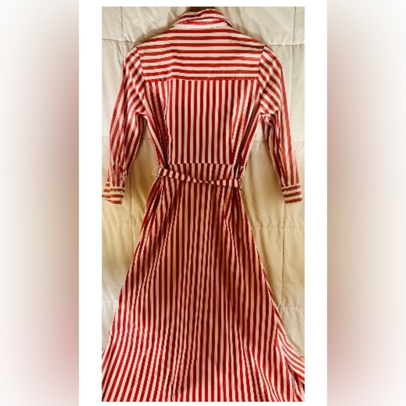 Forever 21 Striped Button Down Midi Dress - White Red/Pink - Size S - Picture 3 of 6